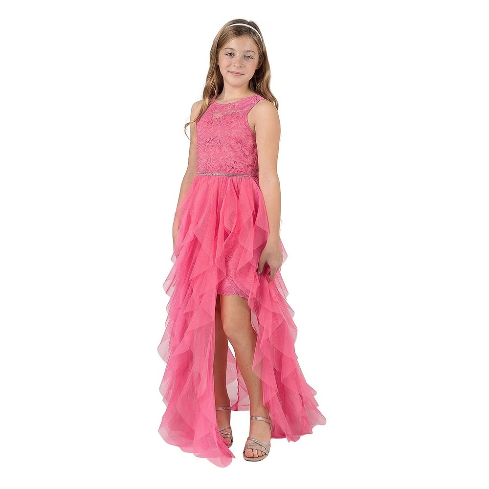 MSRP $68 Rare Editions Big Kid Girls 16 Pink Lace Sleeveless Maxi Dress